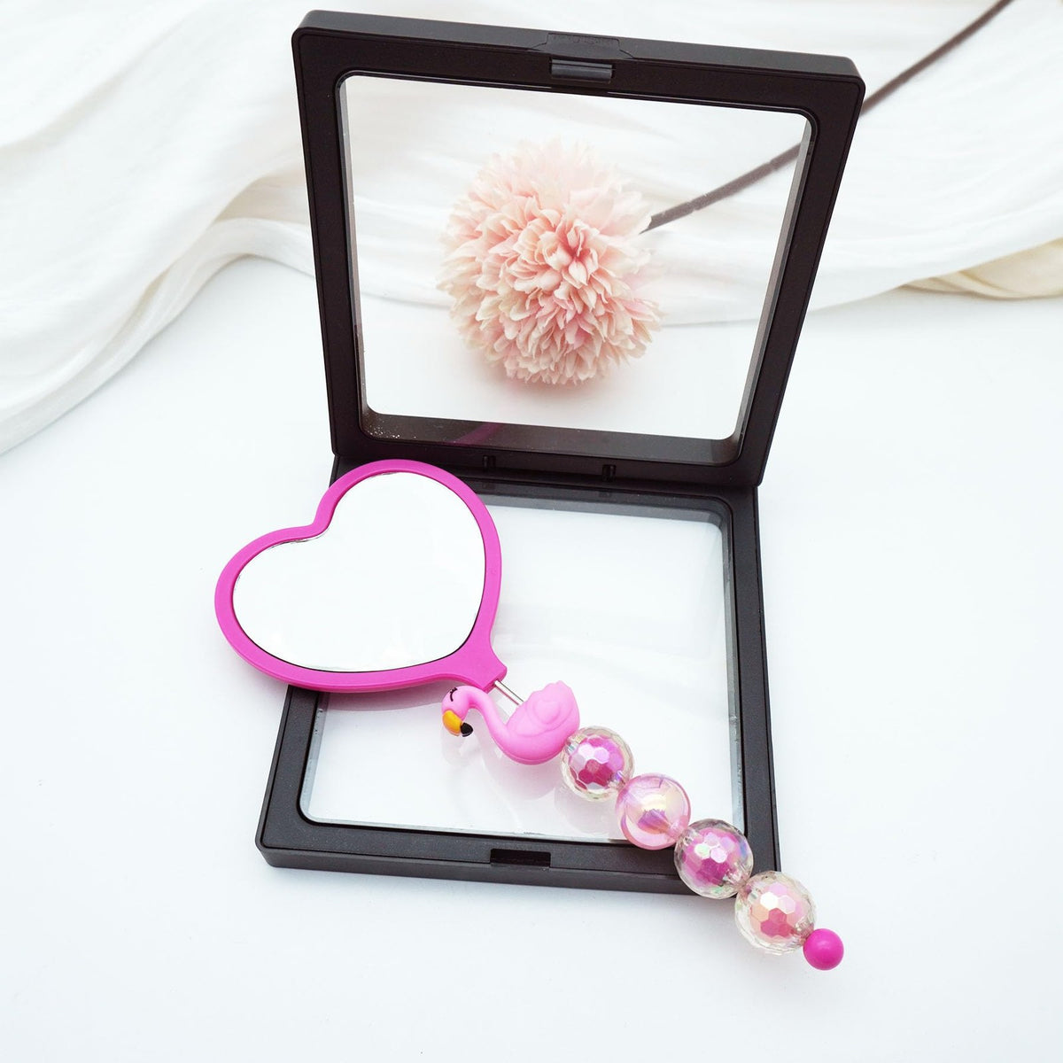 Colorful Beadable Heart Mirrors Set - 10 Pack, Portable 9.05 x 1.1 Inches