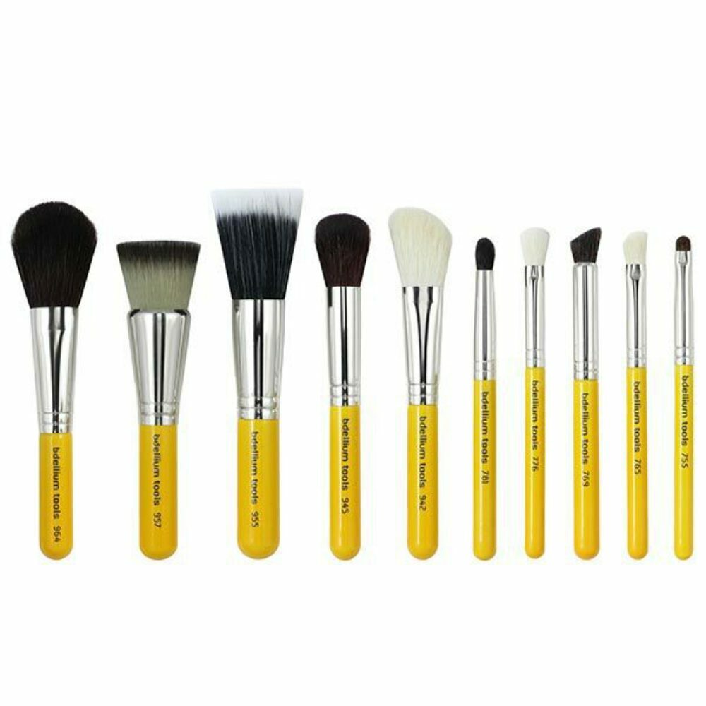 Travel Makeup Brush Set with Pouch - 10pc Mineral & Versatile Brushes