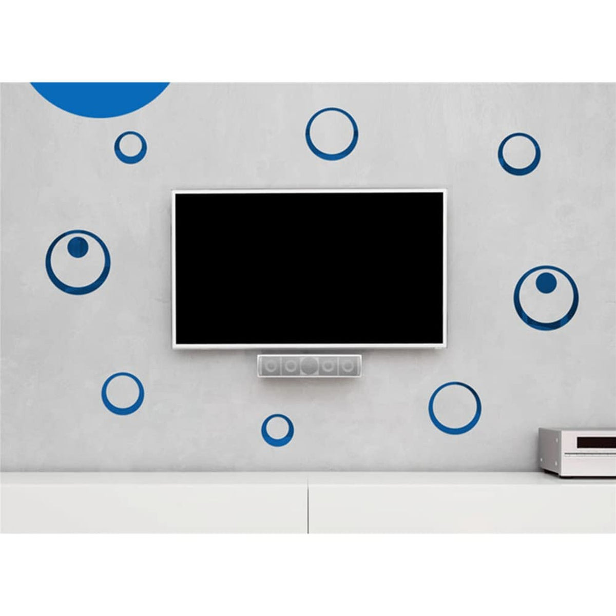 Removable Blue 24-Piece Acrylic Mirror Wall Decals - Round Reflective Stickers for Living Room & Bedroom