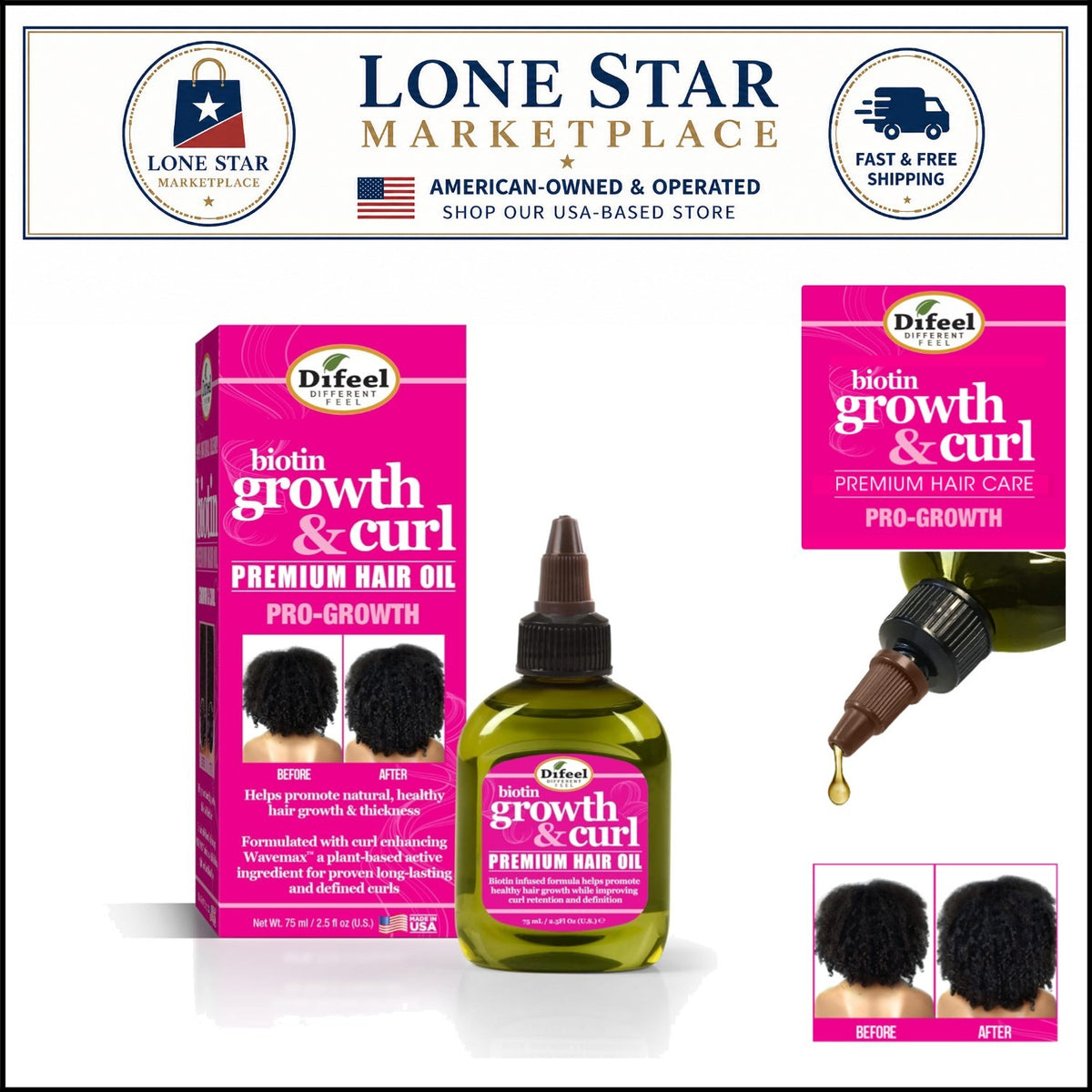 Biotin Curl Oil for Hair Growth & Definition - 2.5 oz Natural Hair Treatment