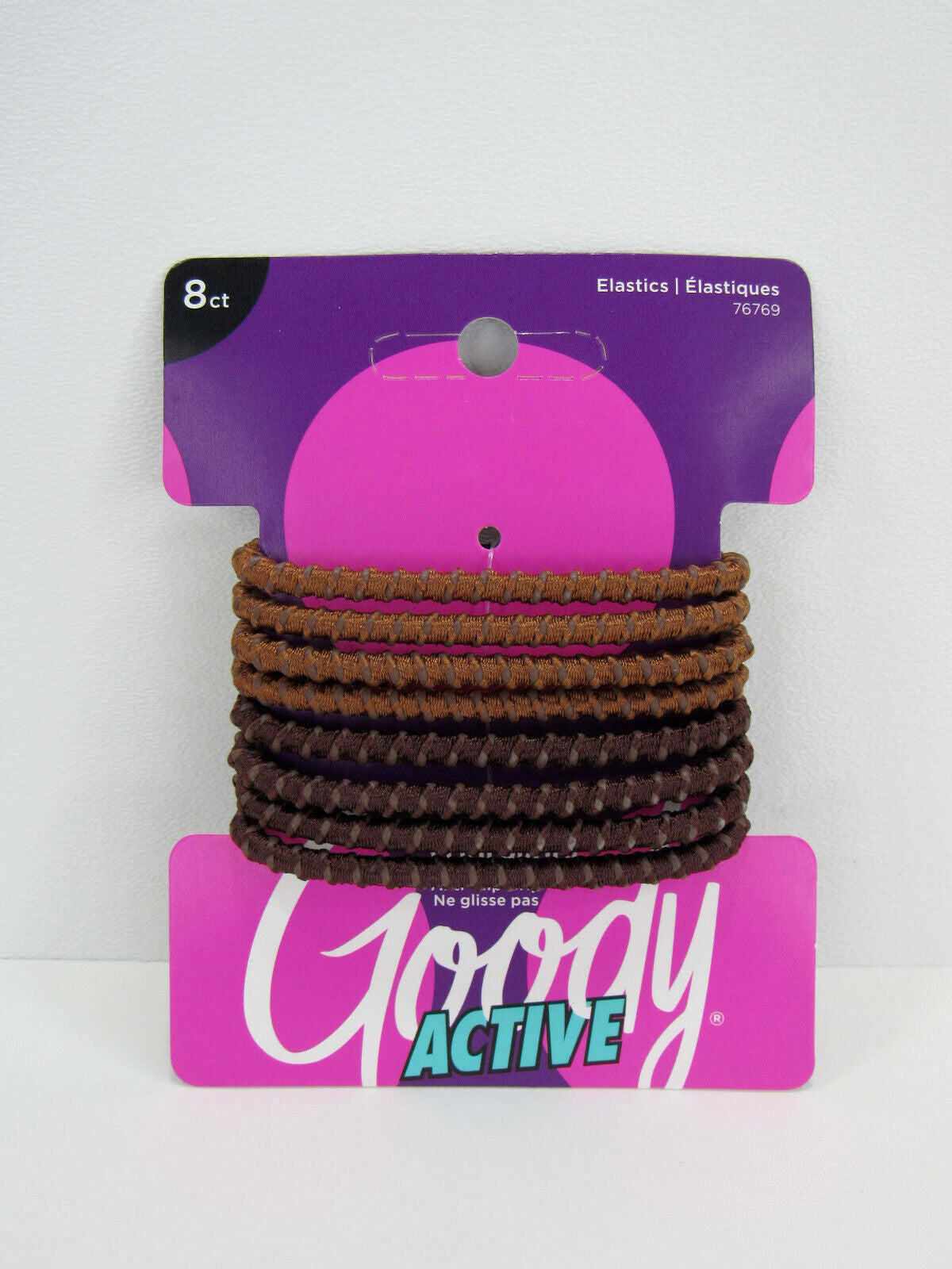 Goody Slide Proof Stayput Brown Hair Elastics, 4 mm, 8 Count