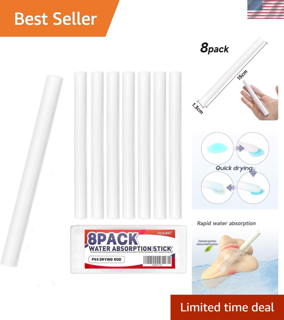 Reusable Absorbent Drying Sticks for Silicone and TPE Toys - 8 Pack