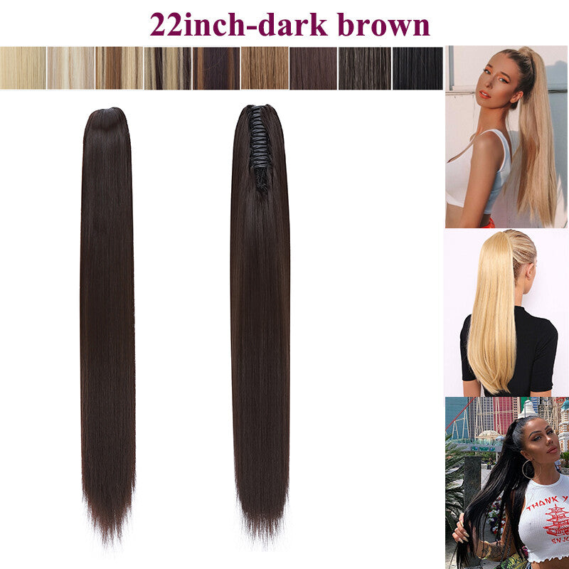 Thick Ponytail Hair Extension with Claw Clip - Wavy Curly Synthetic Hair