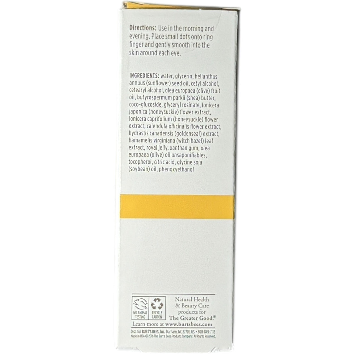 Natural Eye Nourishment Cream with Royal Jelly - 0.5oz Tube, Gentle Moisturizer