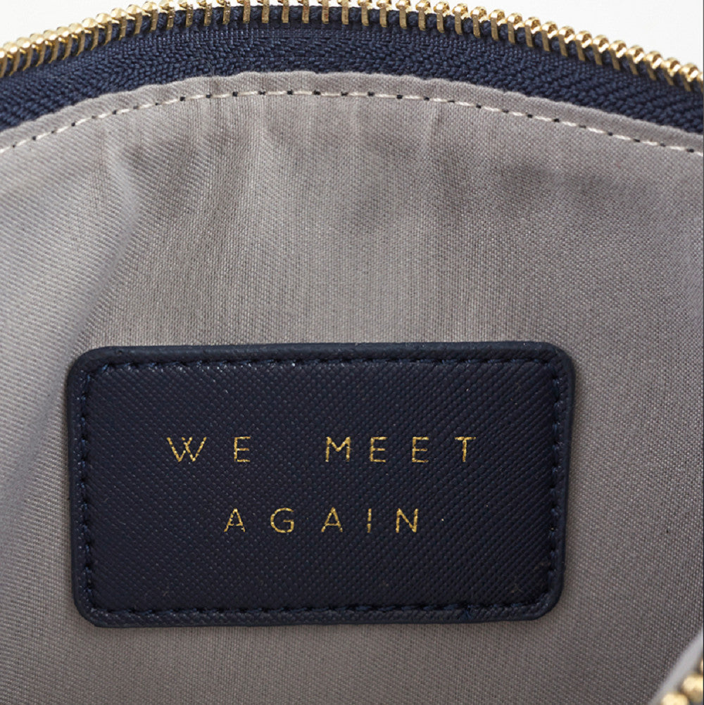 Travel Fashion Pouch Case - Navy, 9.5x6.5in, Faux Saffiano Material