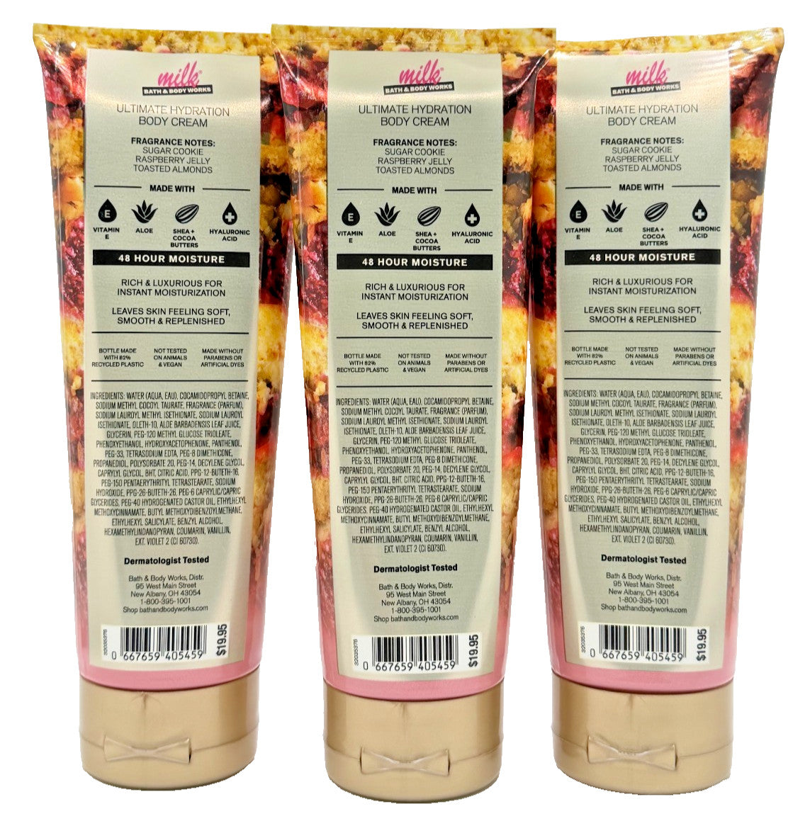 Bath & Body Works Body Cream - Milk Raspberry, 8 oz (3-Pack)