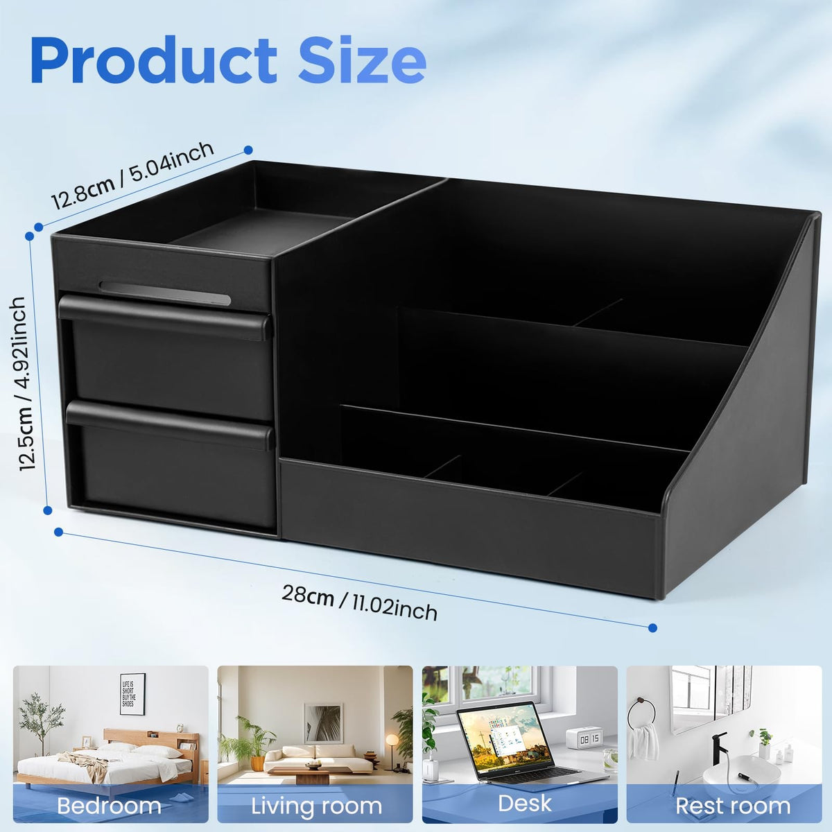Men's Cologne Organizer Stand with 7 Compartments & Drawers