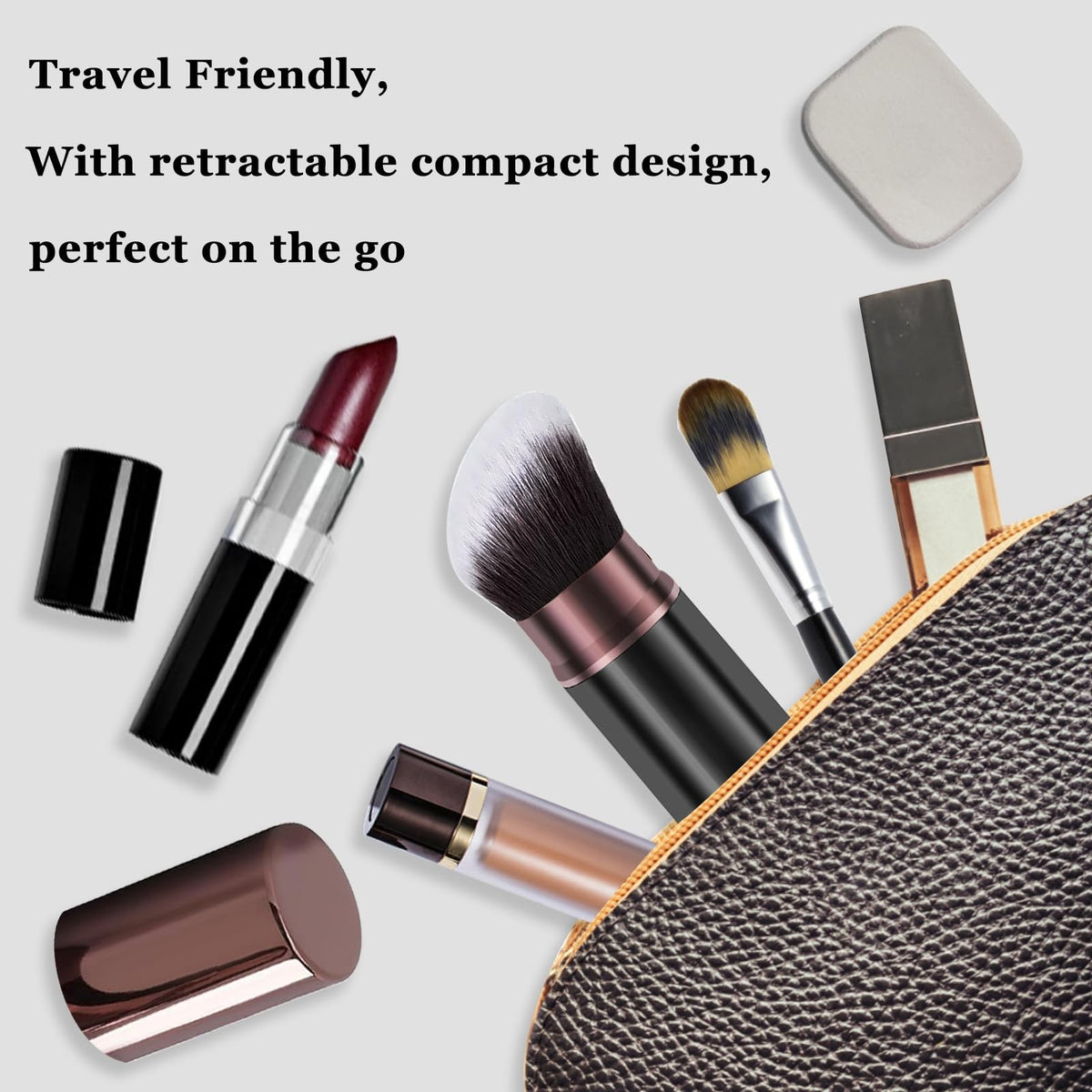 Retractable Kabuki Makeup Brush for Foundation & Face Blending