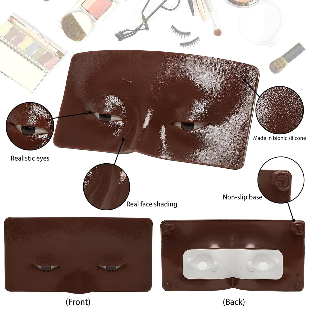 3D Silicone Eye Makeup Practice Board for Beginners - Reusable Face Model