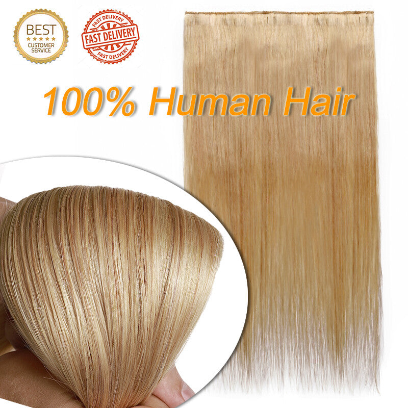 Clip-In Hair Extensions 3/4 Head Long Wavy Real Remy Human Hair 20-24 Inch