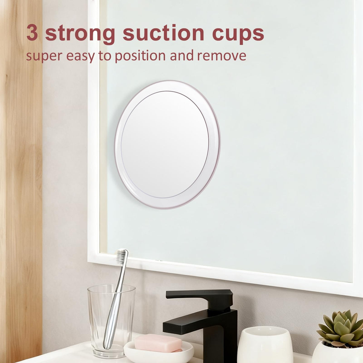 8 Inch Magnifying Mirror with 5X Magnification and Suction Cups for Travel & Grooming