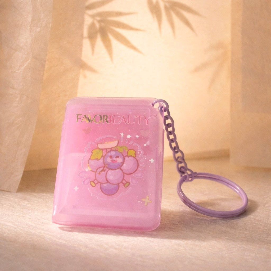 Mini Book Album Keychains Lip Balm Set - 6 Flavors Hydrating & Fruity