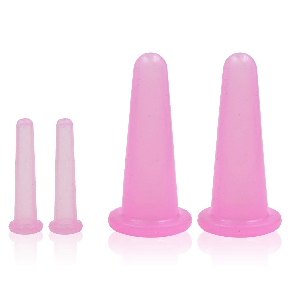 Facial Cupping Set - Natural Silicone Massage Cups for Face, Neck, Body, 4 Pieces