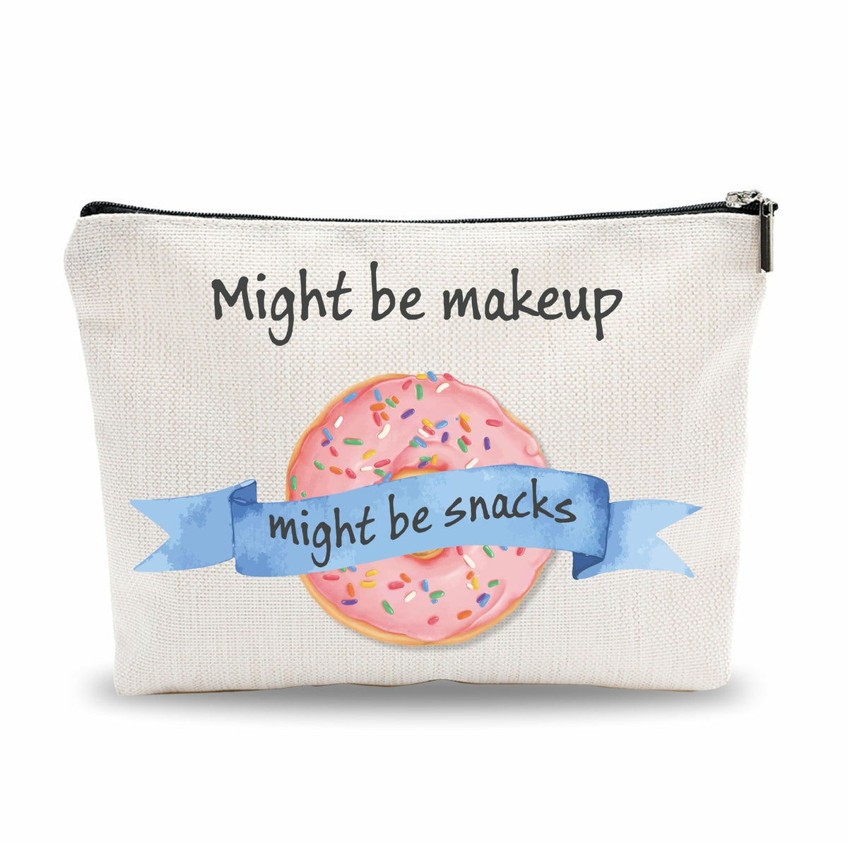 Funny Makeup Bag with Pink Donuts - Travel Cosmetic & Toiletry Organizer