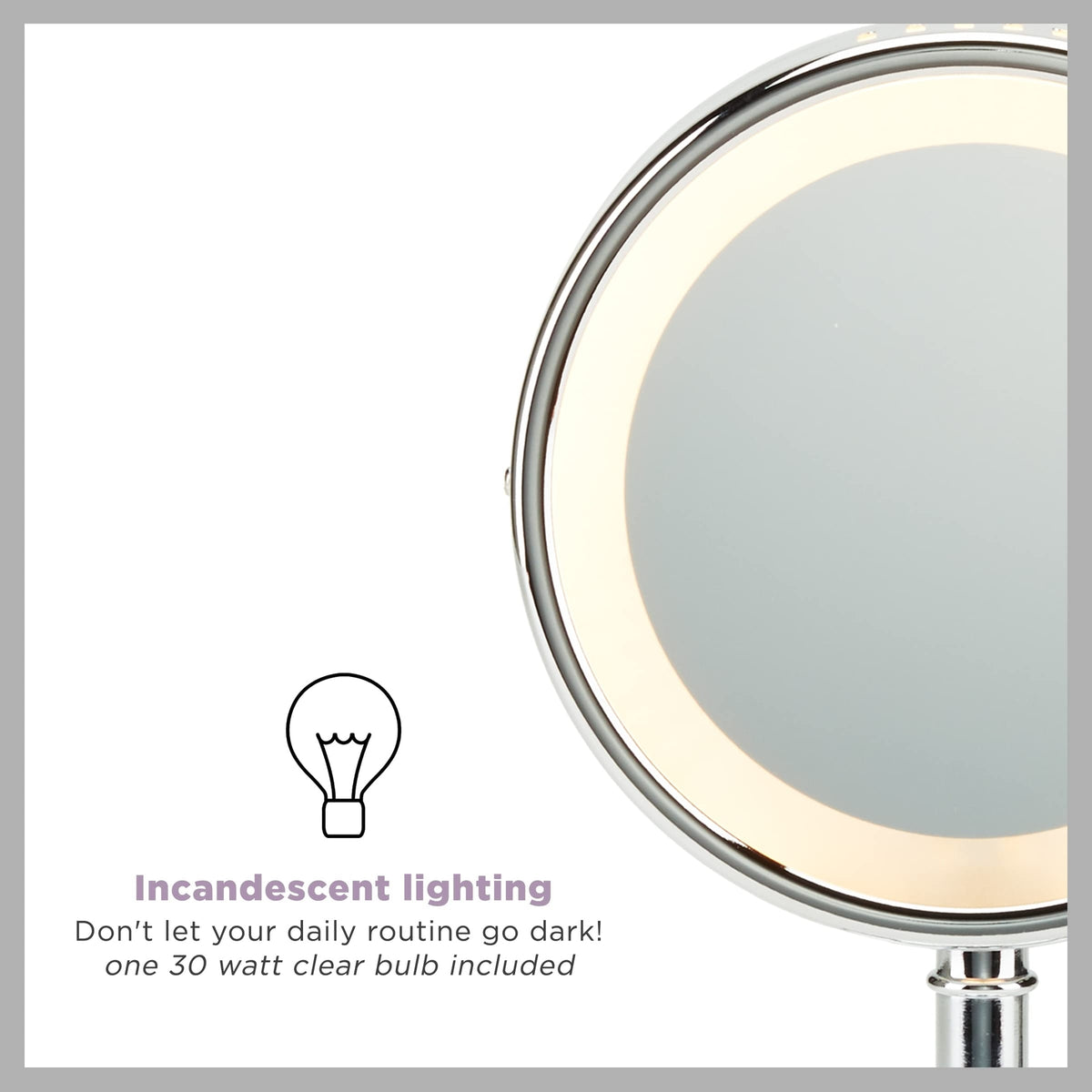 Lighted Makeup Mirror with 5X Magnification - Double-Sided Vanity Mirror