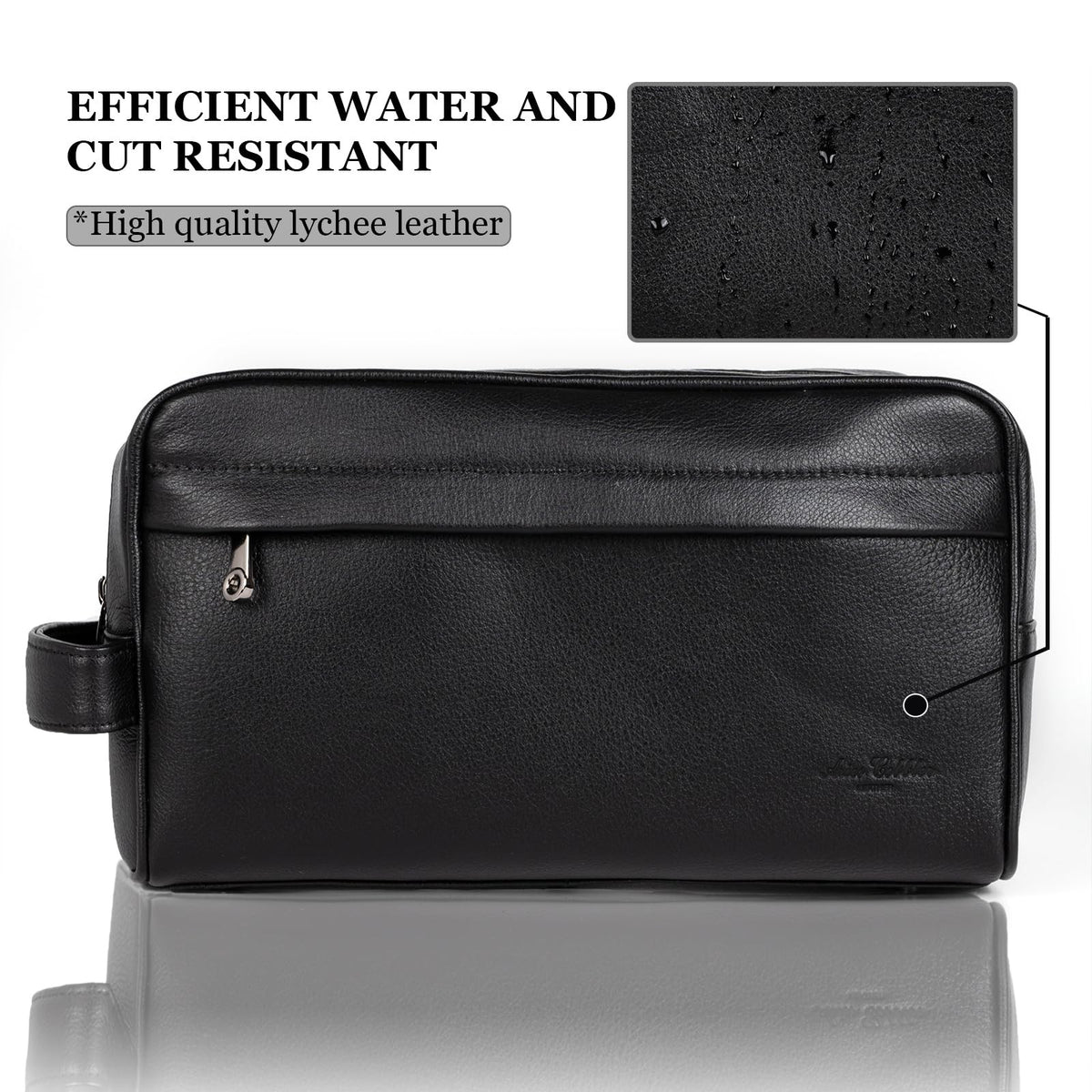 Leather Men’s Toiletry Bag Travel Organizer with Multiple Compartments