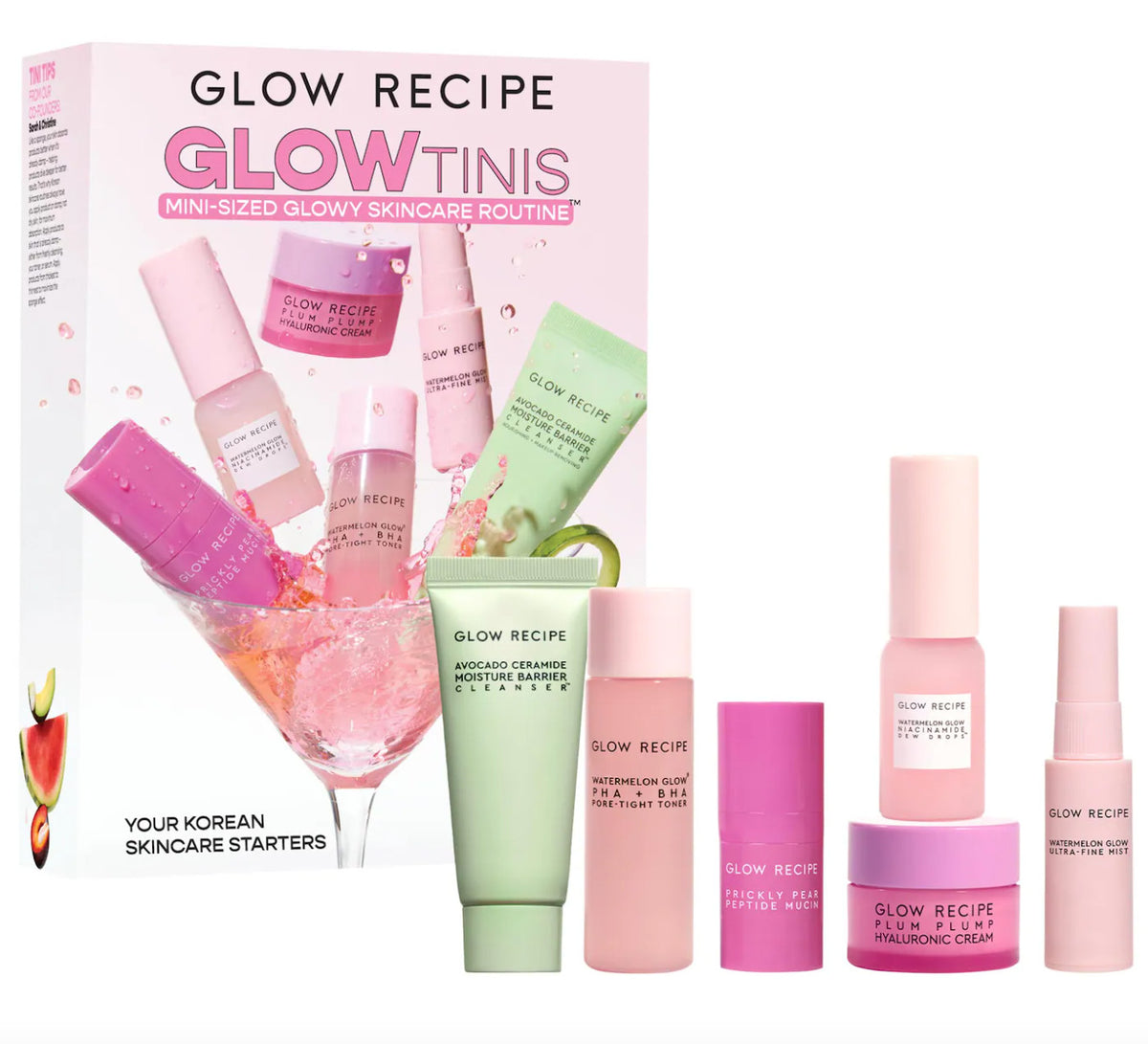 Glow Recipe Glowy Skincare Routine Set - Mini Hydrating & Brightening 6 Items