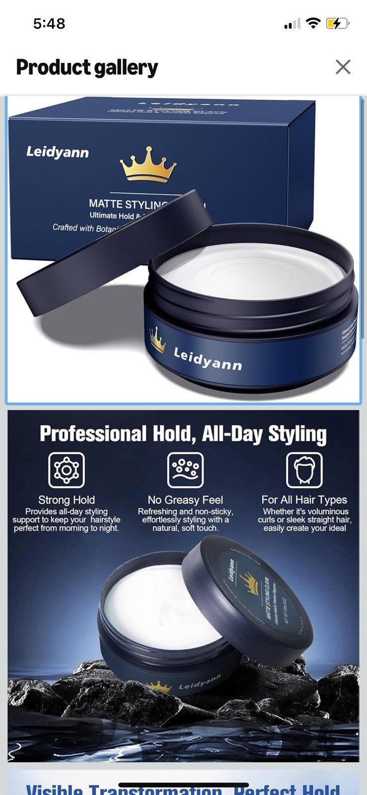 Matte Hair Styling Cream - 4 oz Men's Clay