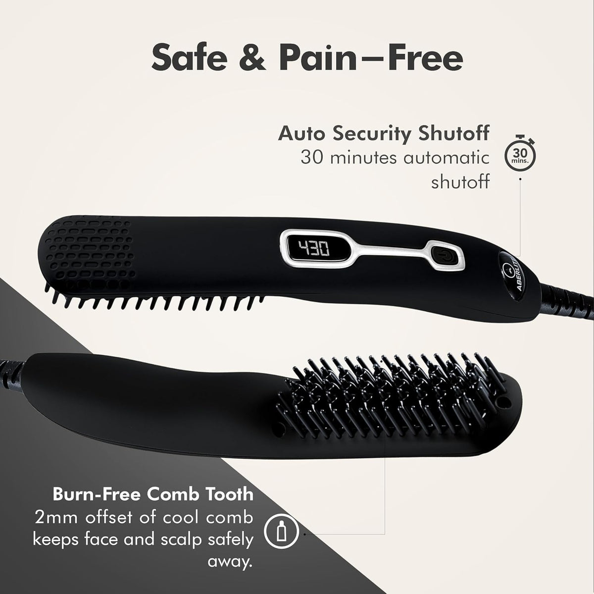 Heated Beard Straightening Brush for Men - Portable Ceramic Grooming Tool