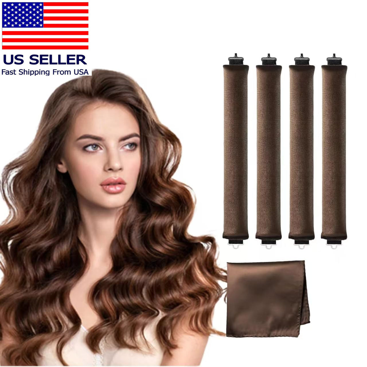Heatless Hair Curlers Set with Clips for Overnight Styling, No Heat Needed