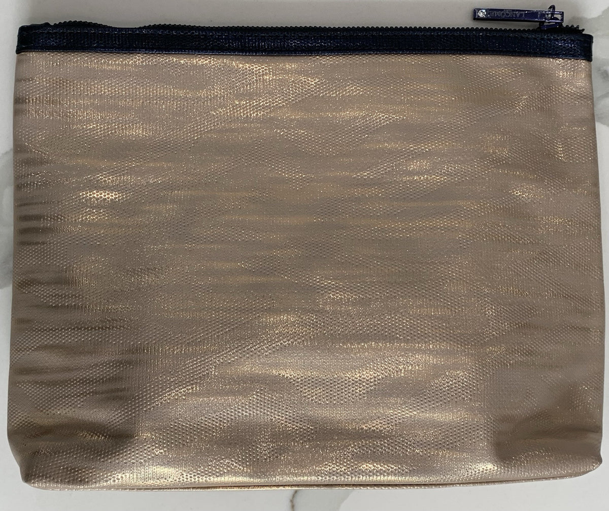 Set of 4 Metallic Gold Rose Gold Cosmetic Bags - Travel Makeup Pouches