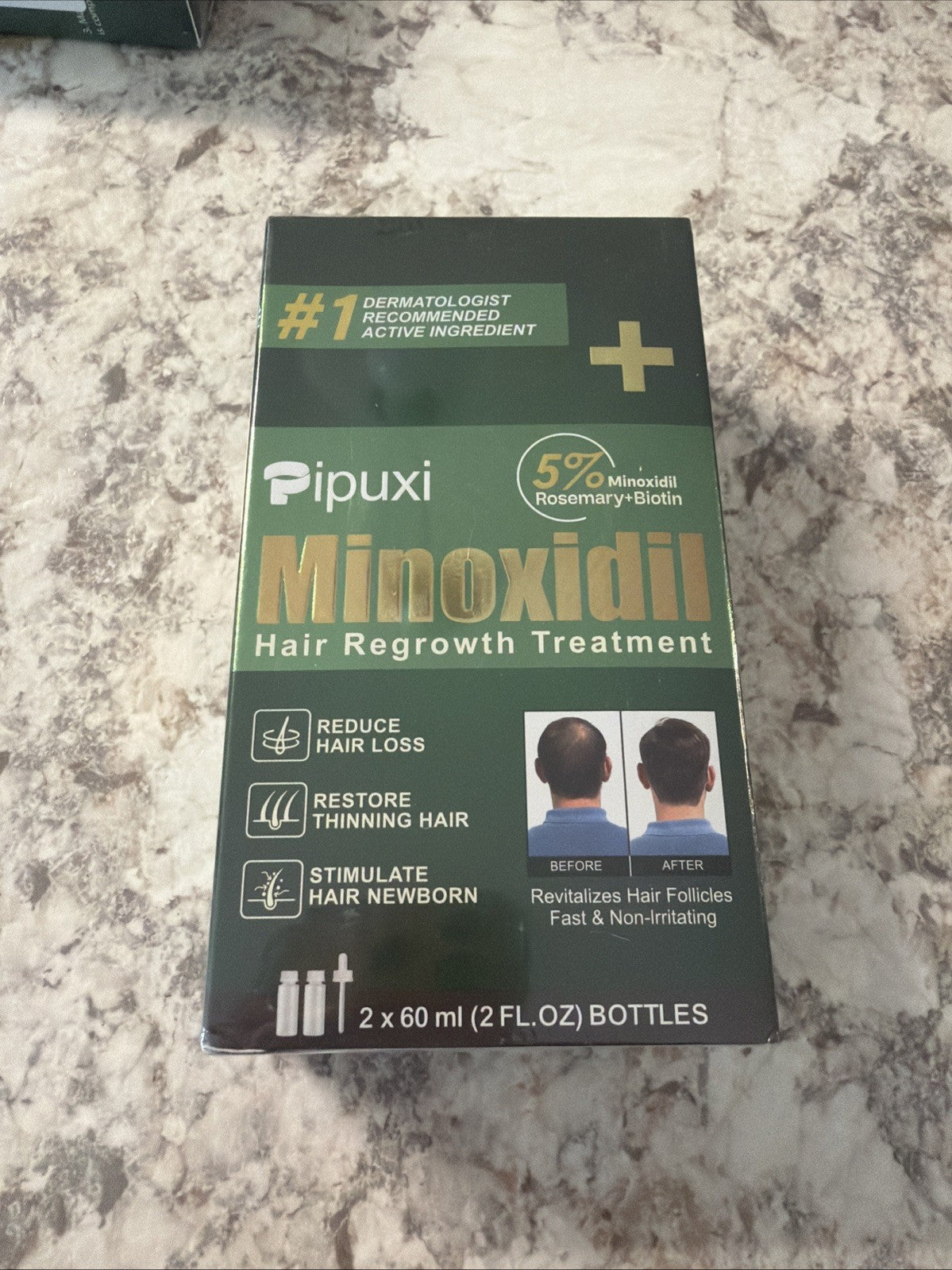 Pipuxi Minoxidil 5% Hair Regrowth Treatment Rosemary Biotin 2 x 60ml