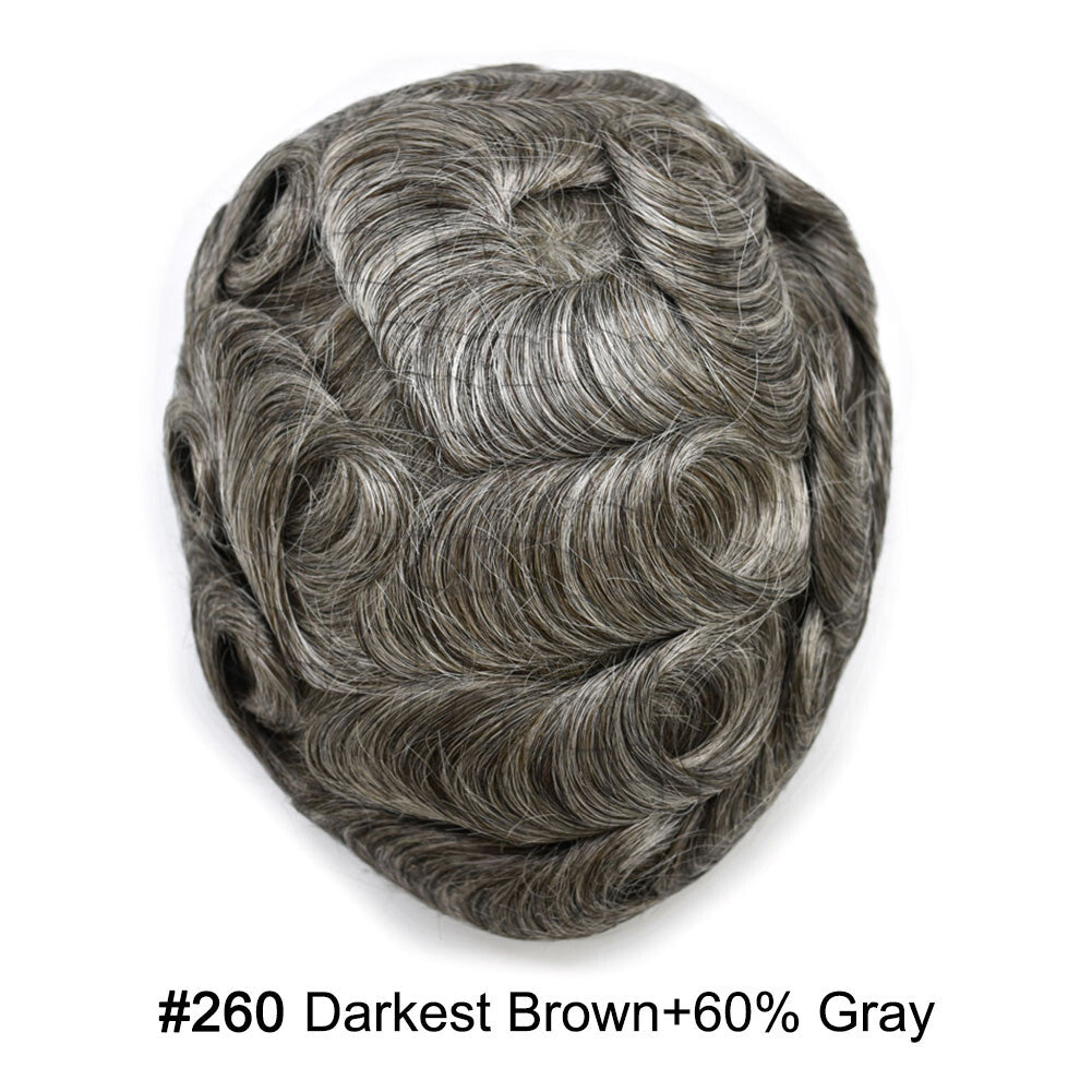 Men's Ultra Thin Skin Hair Replacement Toupee with Human Hair - All Colors & Sizes