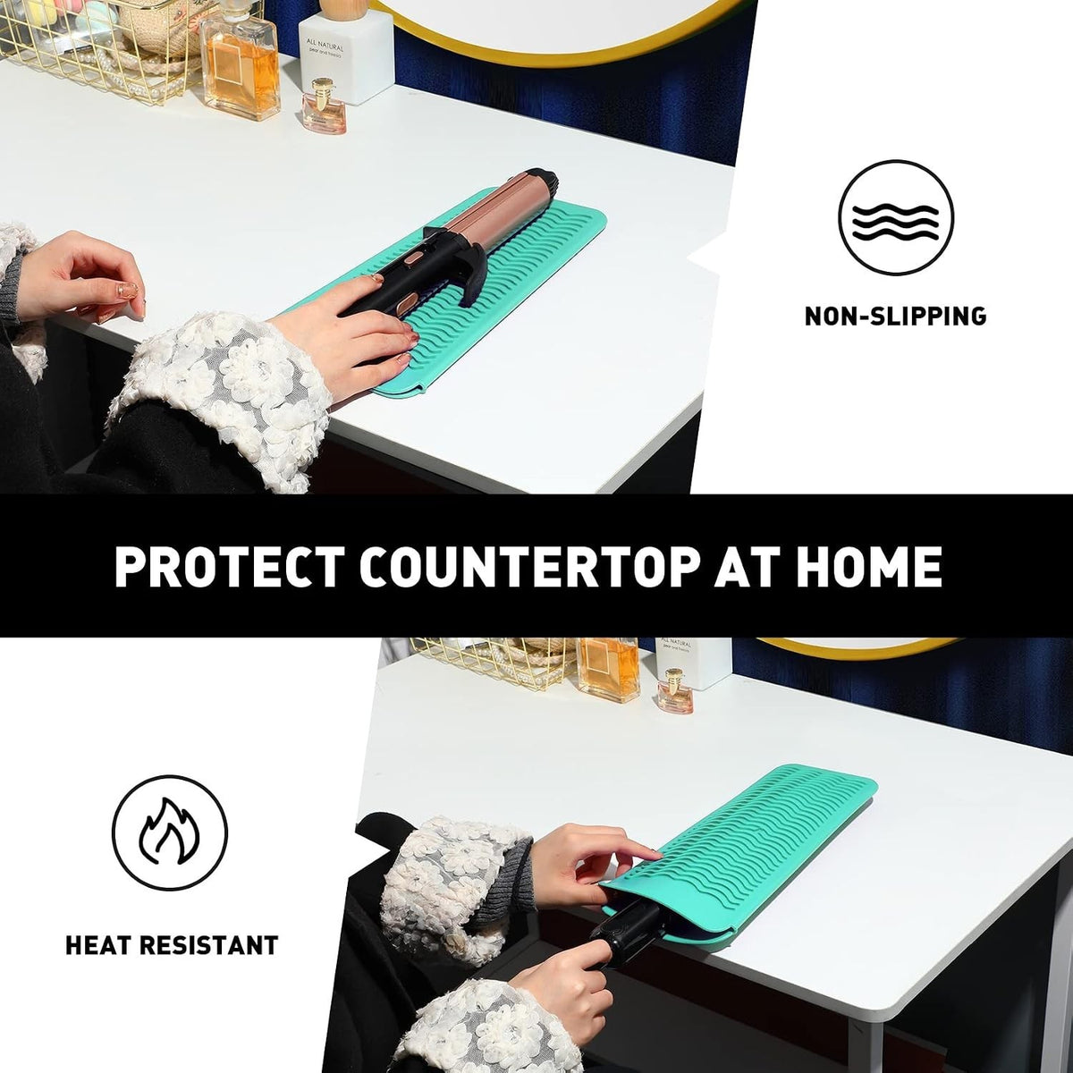 Heat-Resistant Silicone Hair Tool Pouch and Mat - Safe Storage & Heat Protection