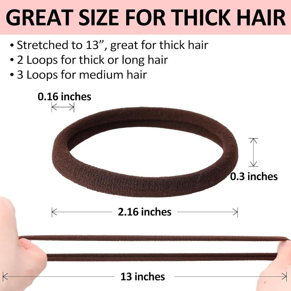 120 Thick Hair Ties Elastics Ponytail Holders Nylon Bands Bulk Lot