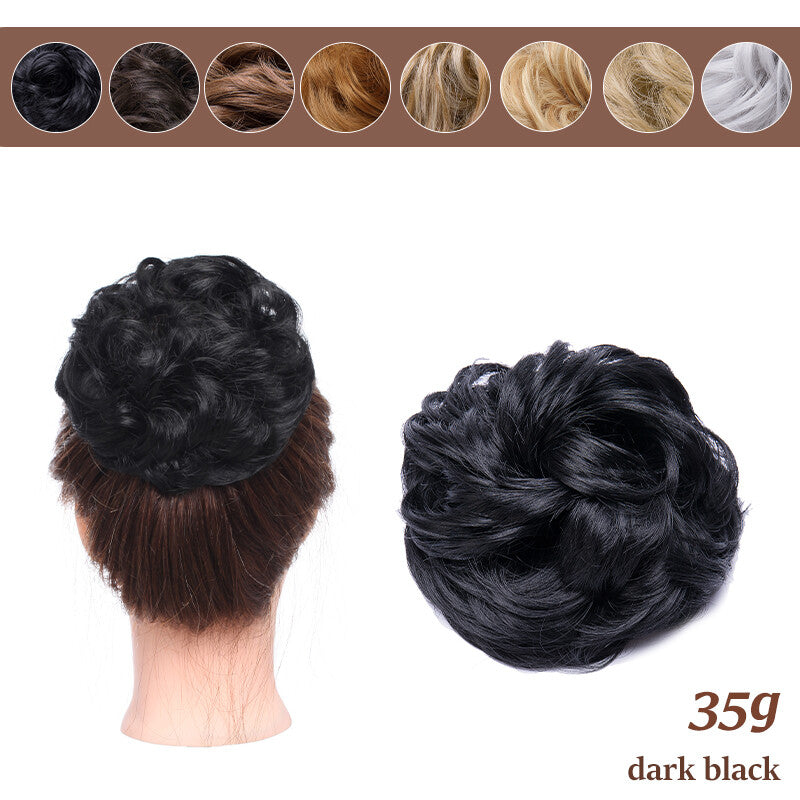 Natural Curly Messy Bun Hair Piece Extensions - Real Human Hair, Updo Scrunchie