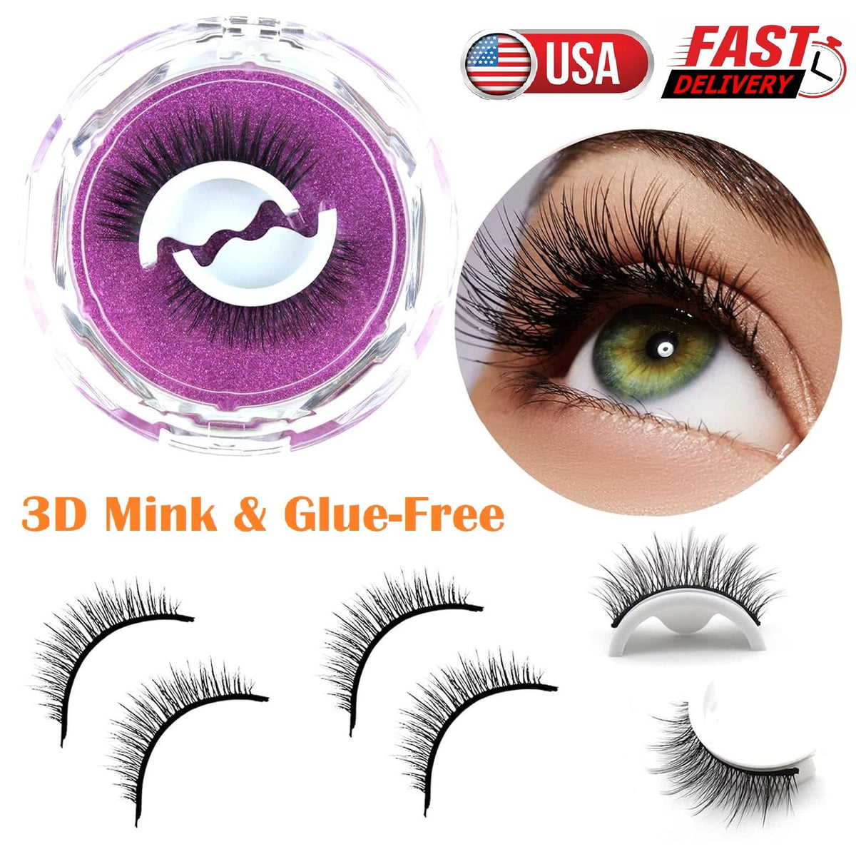 Reusable Self-Adhesive 3D Mink False Eyelashes - Natural, Long, Thick Styles