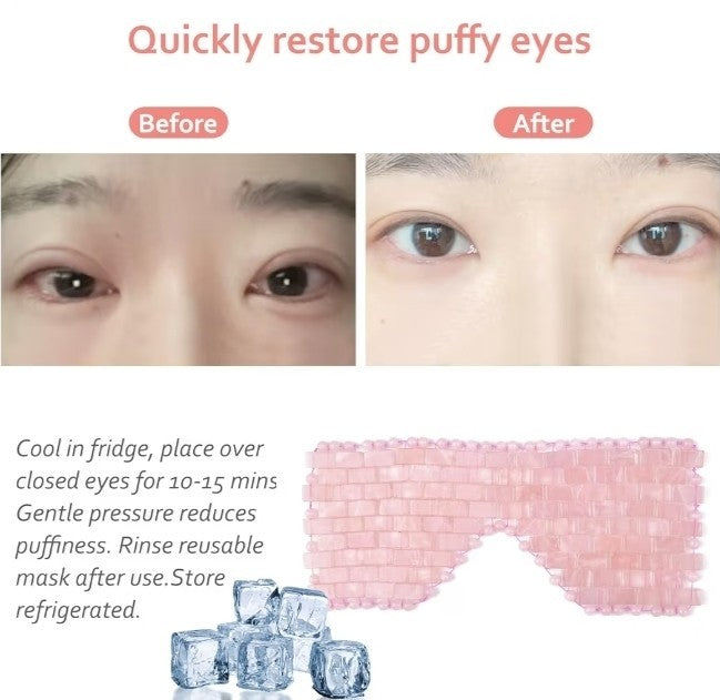 Natural Rose Quartz Sleep Mask for Relaxation and Puffy Eye Relief