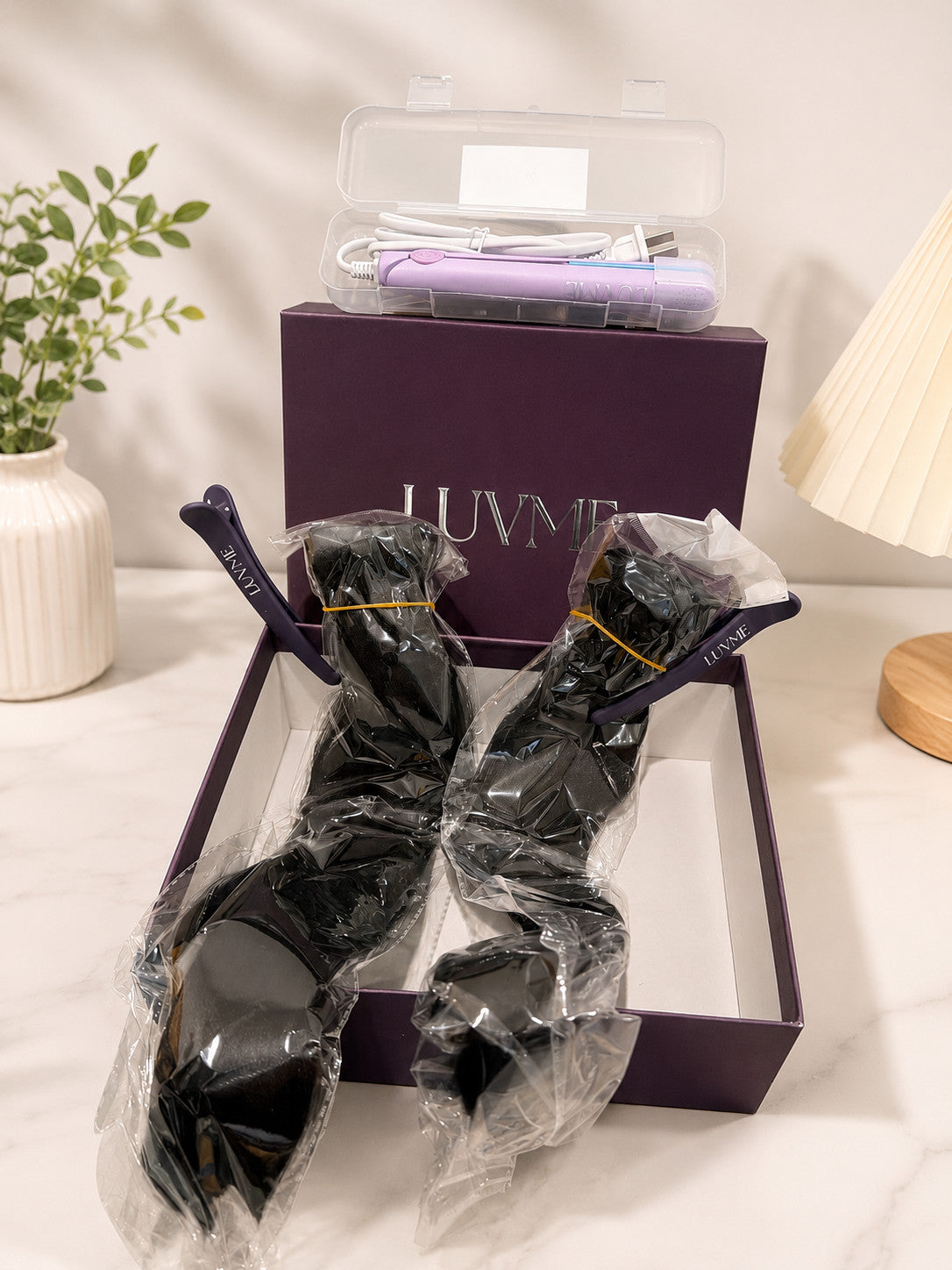 LUVME Hair Styling Clips Set Purple Salon Sectioning Extension Access
