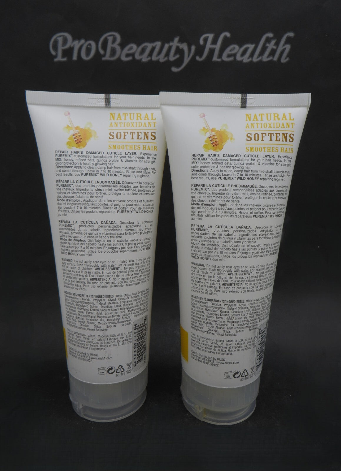 RUSK PureMix Wild Honey Hair Mask for Dry Hair - 6 oz Two-Pack