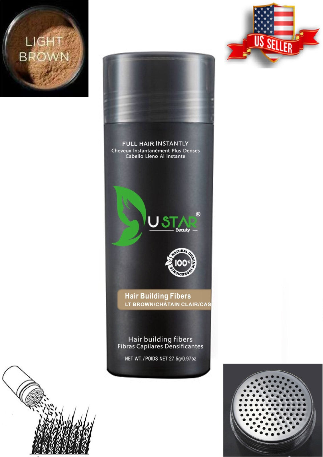 Hair Building Fibers Light Brown 0.97oz