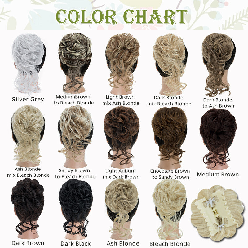 Messy Bun Claw Hair Clip Extensions - Curly Thick Updo Accessory