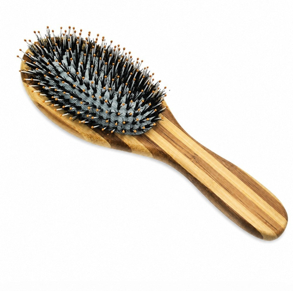 Bamboo Boar Bristle Hair Brush for Thick Curly Fine Hair - Scalp Massage Comb