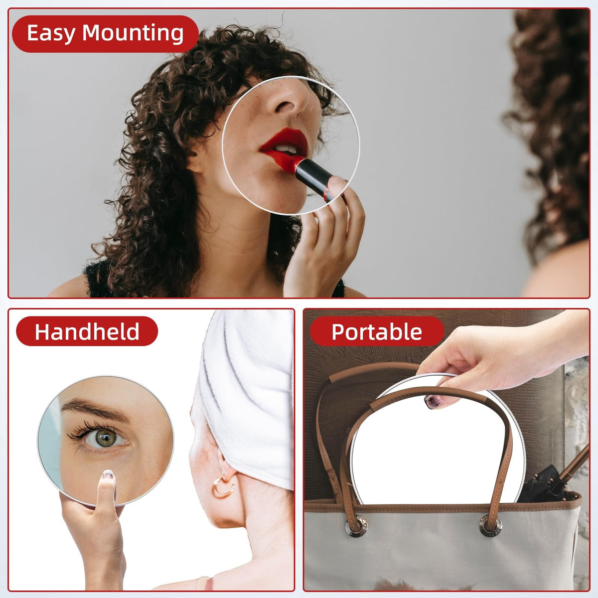 Travel Magnifying Makeup Mirror 6 Inch with 5X-30X Magnification & Suction Cups