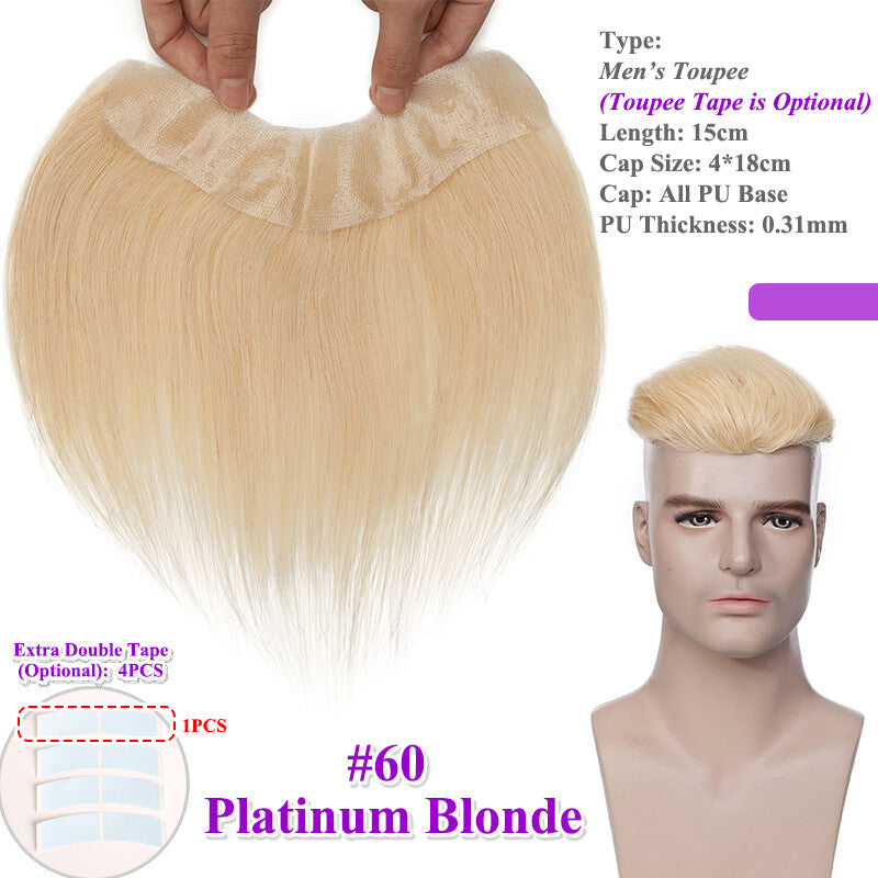 Men's Human Hair Toupee for Receding Hairline, Various Sizes & Colors