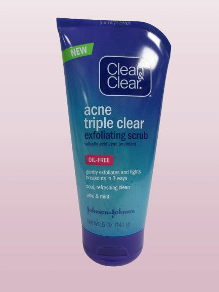 CLEAN & CLEAR ACNE TRIPLE EXFOLIATING SCRUB 5 OZ TREATMENT LOT OF 2