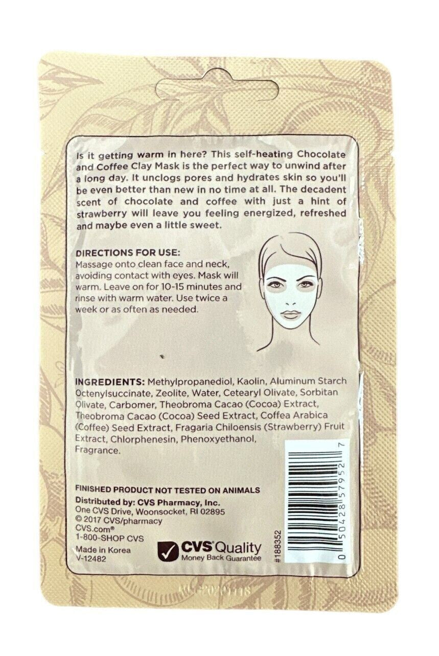 Chocolate & Coffee Self-Heating Clay Facial Mask 4-Pack