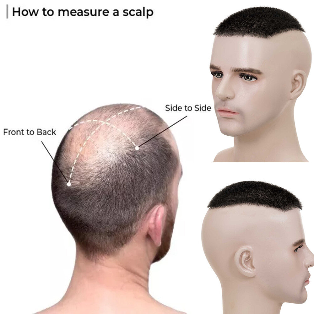 Men's Toupee Hairpiece Replacement System with Thin Skin PU Base, 13x18 cm / 15x20 cm