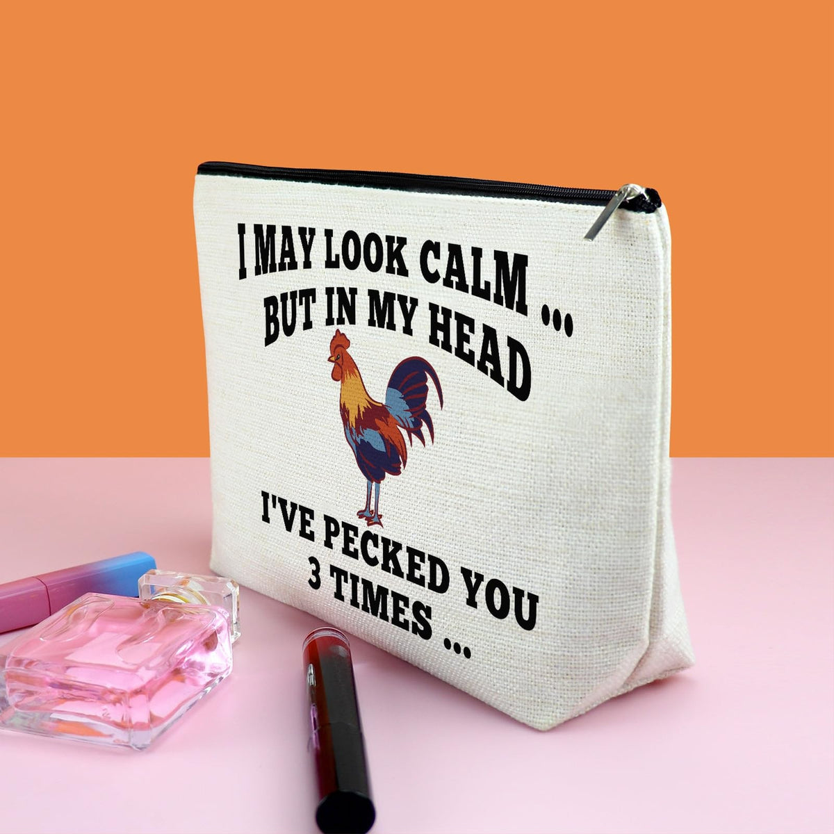 Funny Chicken Lover Makeup Bag - Women’s Cosmetic Travel Organizer 10x7 Inches