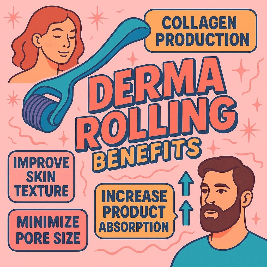 Microneedling Derma Roller 540 Stainless Steel for Skin & Hair Growth - Baby Pink