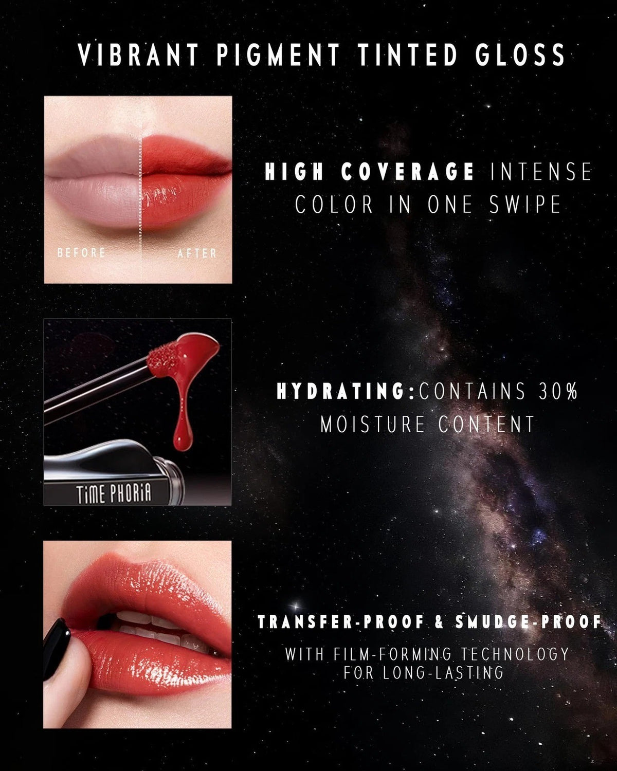 Transfer-Proof Lip Stain and Gloss - Long Lasting, Vivid Color, Hydrating Finish