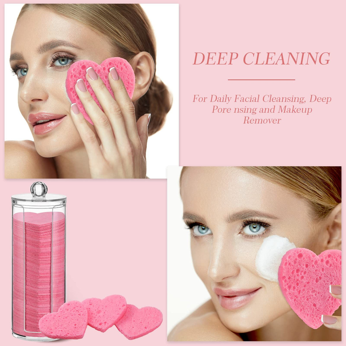 120 Pcs Compressed Facial Sponges with Storage Container for Daily Cleansing
