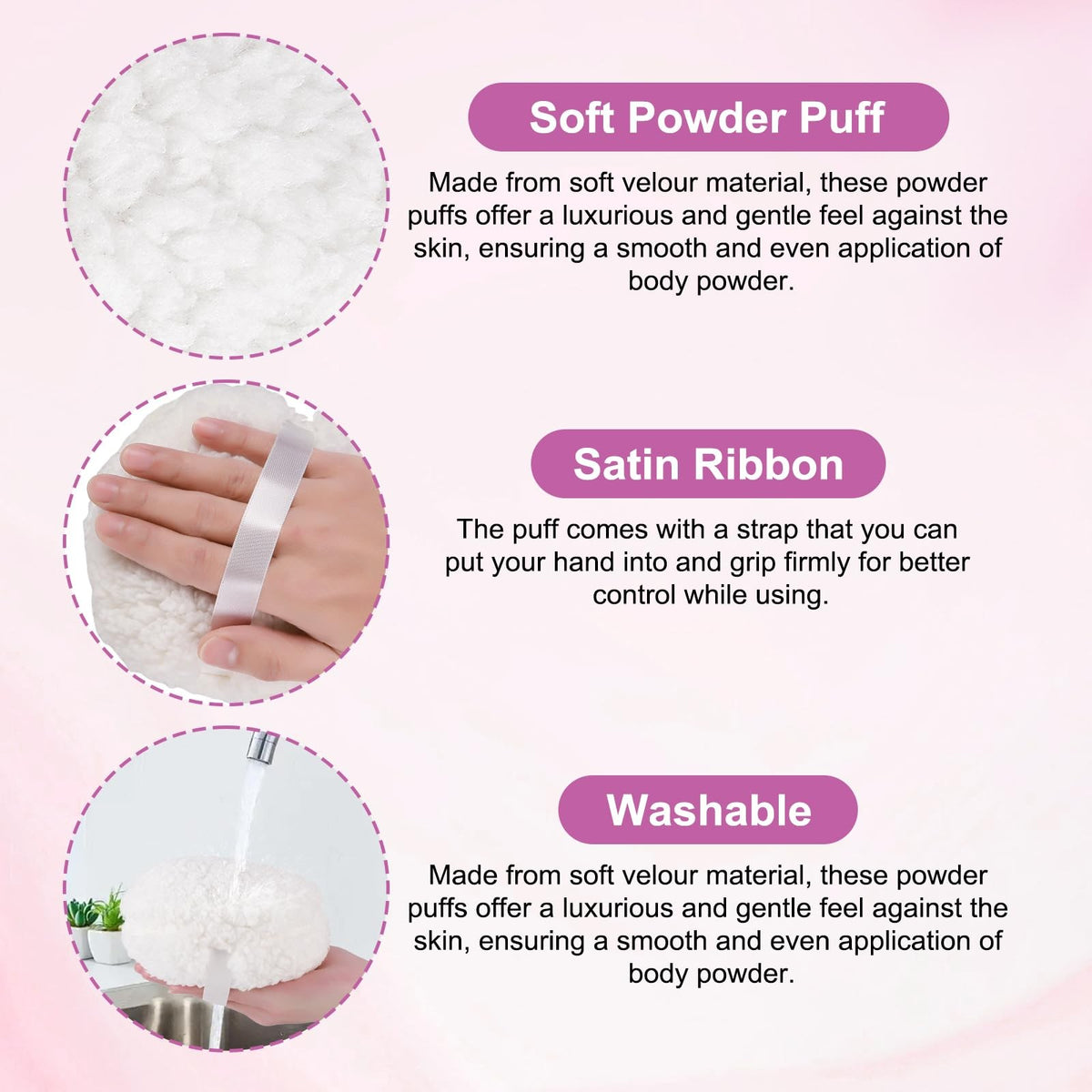 Reversible Body Powder Puff with Storage Case - Extra Large Soft Sponge