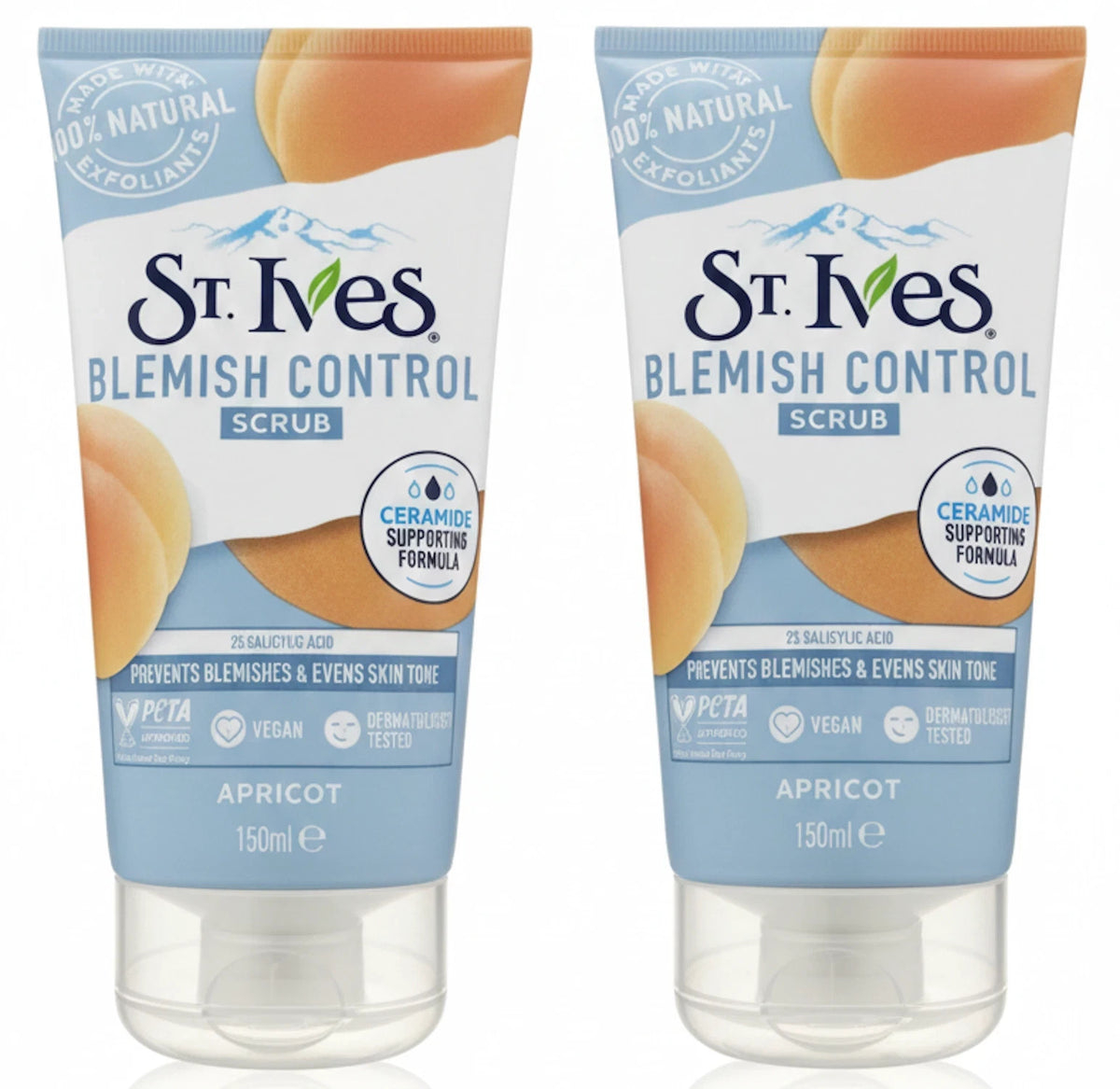 2 Pack St Ives Blemish Acne Control Apricot Scrub Oil Free Salicylic