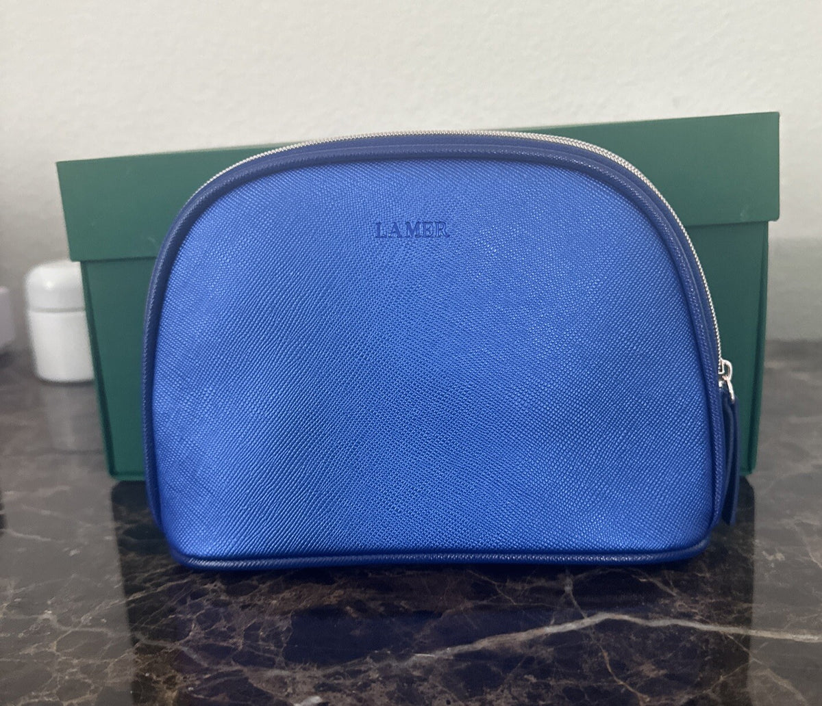 Small Ocean Blue Travel Makeup Bag Organizer - Compact Cosmetic Storage