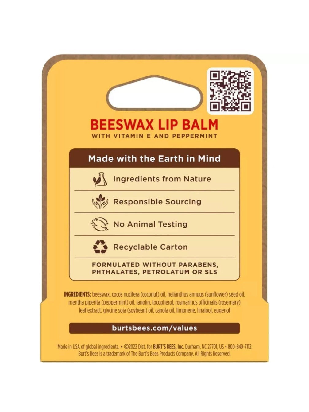 6 Pack Beeswax Lip Balms with Vitamin E & Peppermint - Natural Moisturizer